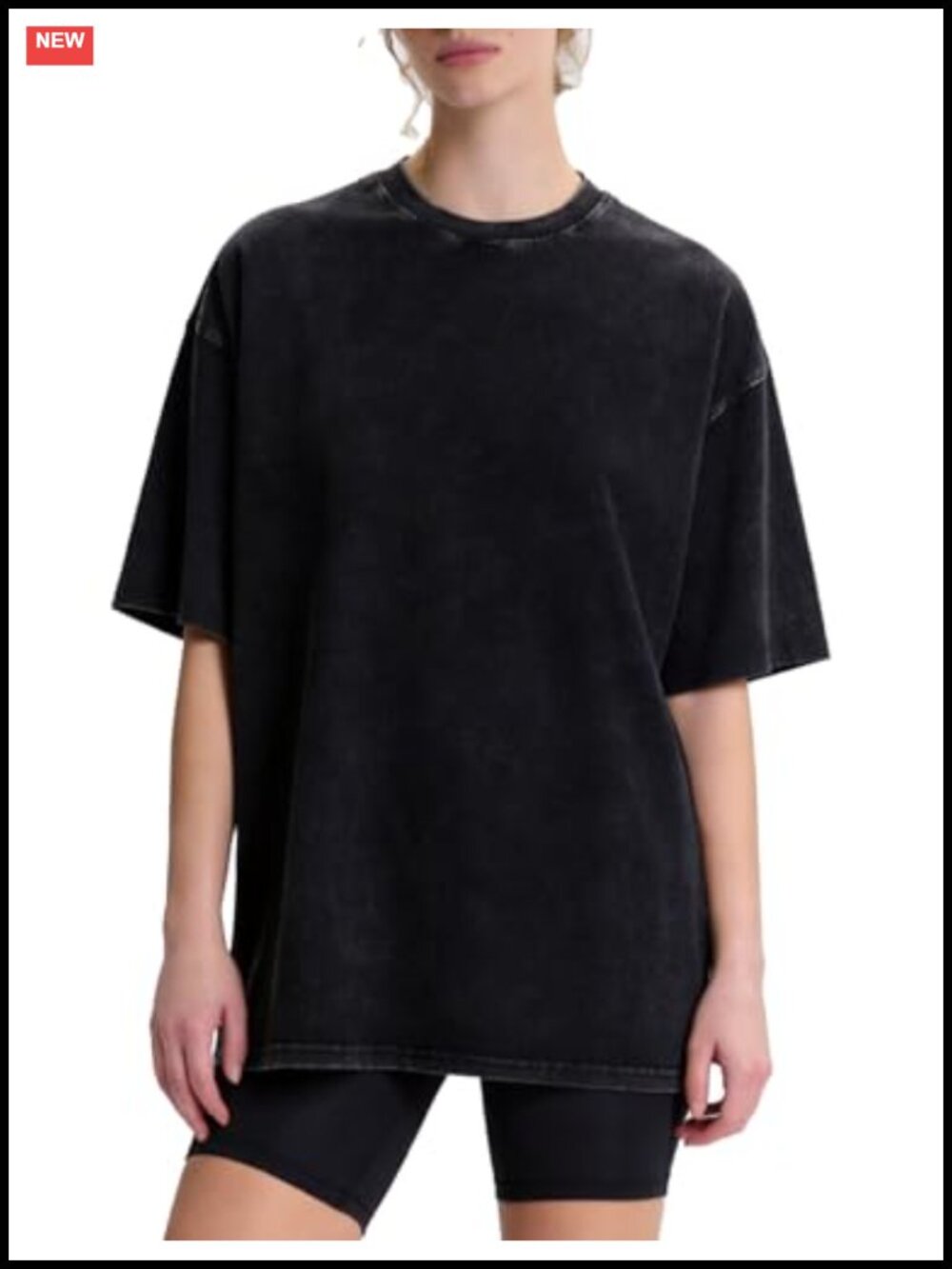 Womens Oversized Acid Wash Cotton T-Shirt Baggy Boyfriend Tee